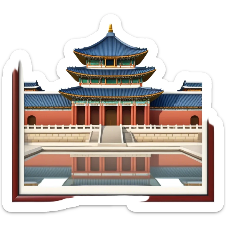 Cinematic Realistic Gyeongbokgung Palace Landmark Emoji, depicted with regal historic architecture rendered with intricate detail and majestic, dynamic lighting. sticker