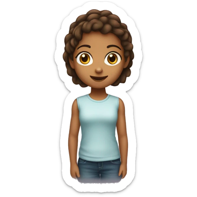 uma criança menina  com cabelo meio curto  castanho escuro  liso .olho castanho escuro pele crara sticker