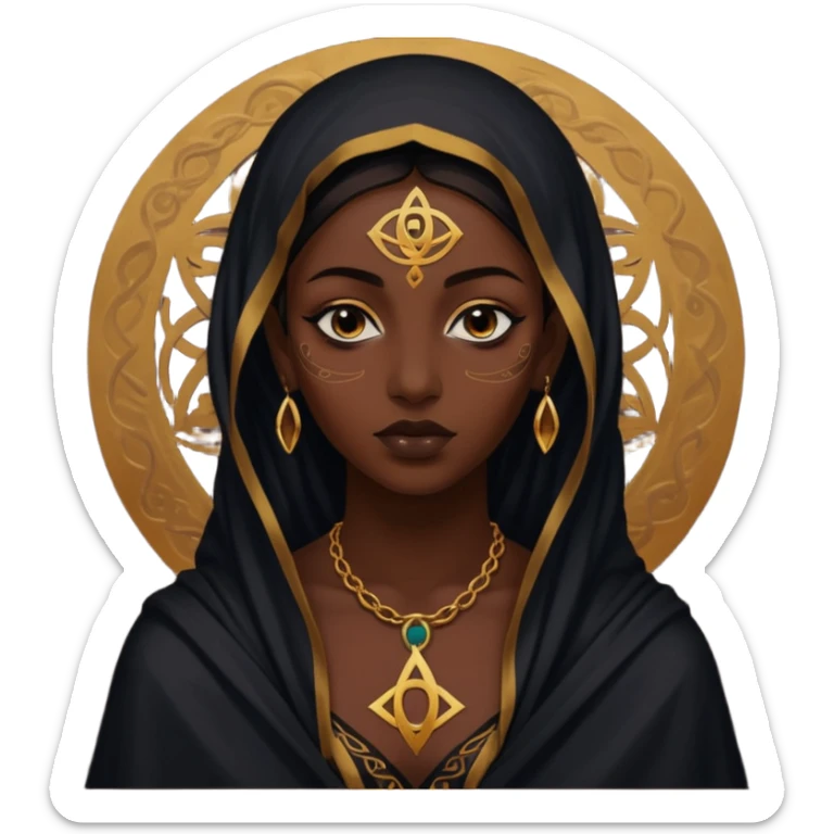 Dark oil traced over woman’s skin forming occult symbols, sensual devotion sticker