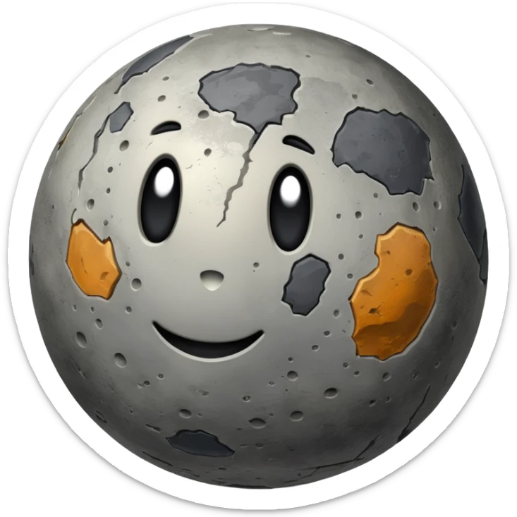 Mercury planet emoji, round, rocky gray ball covered in pitted marks and rough patches sticker