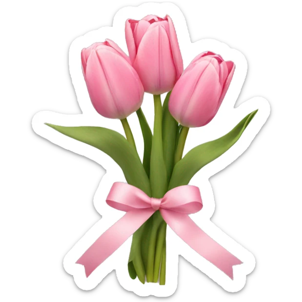 Tulips with light pink in a bouquet with a ribbon in the middle sticker
