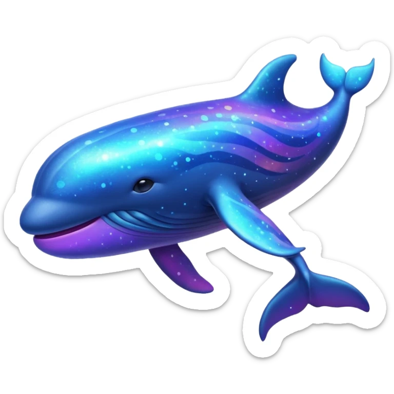 Create a single emoji of a Nebula Whale in full body, shown at a slight side angle in a natural, characteristic pose with cosmic patterns. stylized like an emoji, but clearly recognizable
 sticker