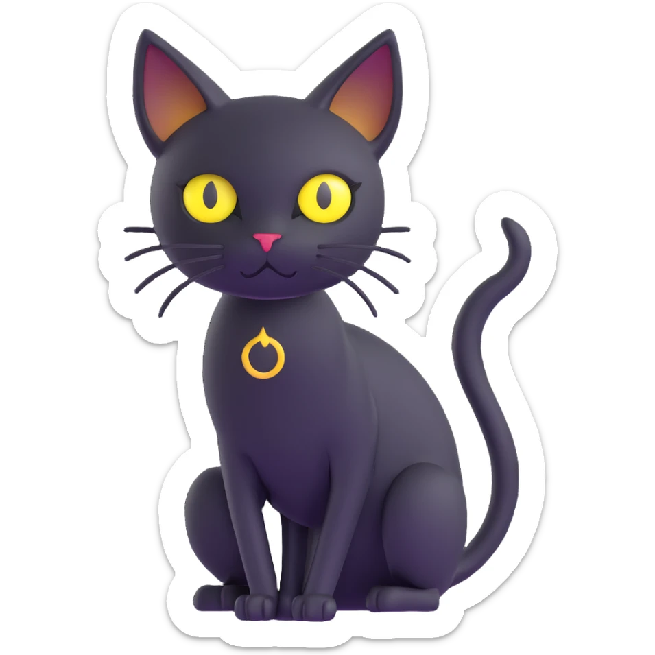 skinny black cat with yellow eyes sticker