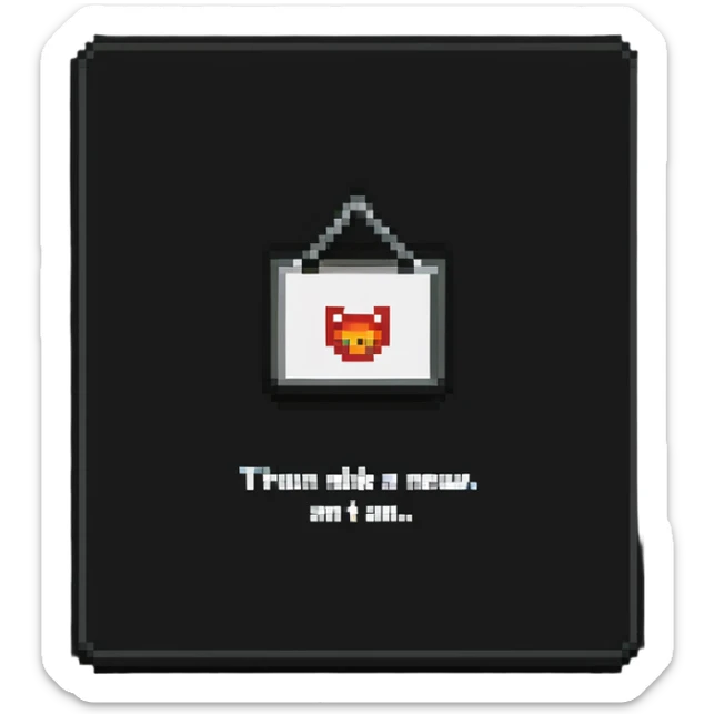 pixel art of a news website with a warning sign representing fake news sticker