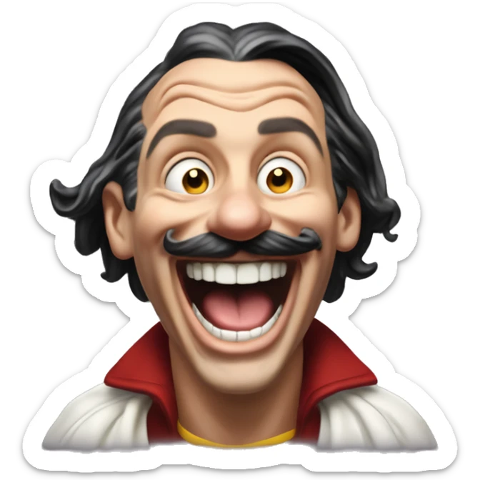 Laughing clever Zlatan in Uncle Scrooge style, oil paint, mysterious eyes, intricate lips, masterpiece pose, odd perspective, beautiful, desirable, logical sticker