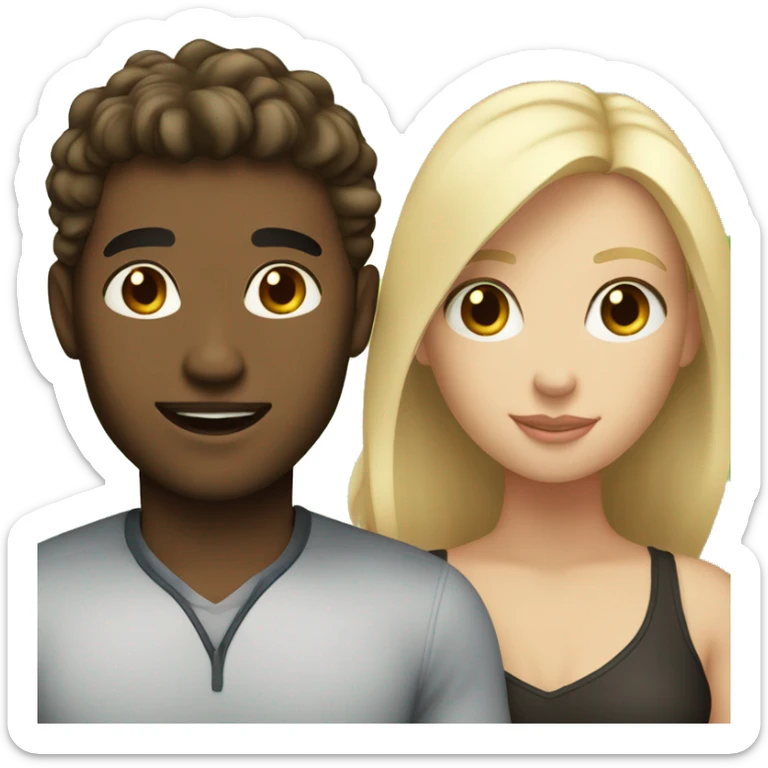 Fair skinned woman with dark brown hair and her fair skinned blonde boyfriend  sticker
