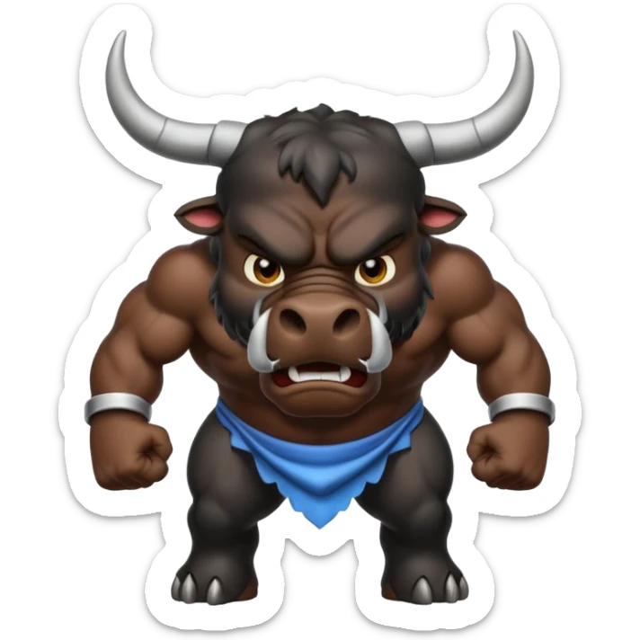 Emoji of an angry black powerful bull with steam coming out of its nose sticker