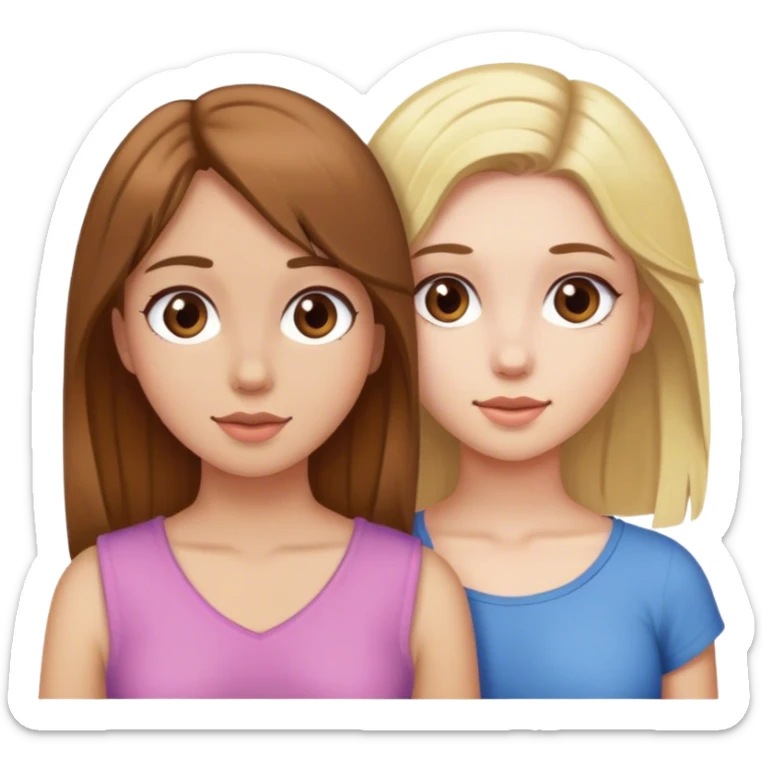 A girl with brown hair and her best friend with blonde hair sticker