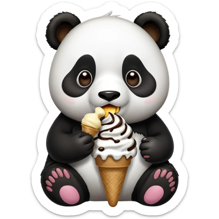 Panda eating ice cream sticker