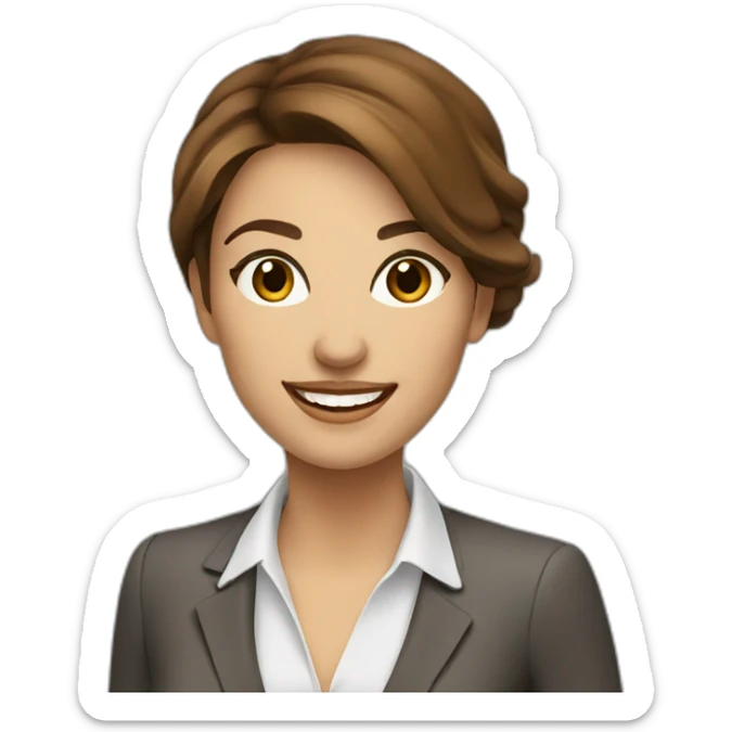 italian woman in business dress brown hair smiling sticker