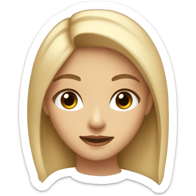 girl with blonde hair and brown eyes wearing a beige low cut shirt sticker