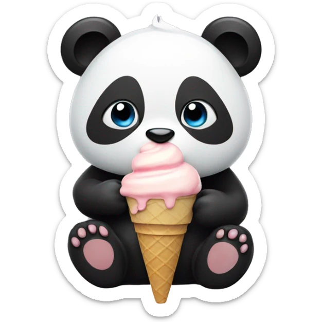 Panda eating ice cream sticker