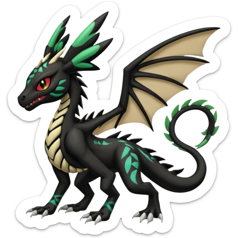 Meloetta-Venom-Scyther-Zekrom-Salandit-fusion, full body, tribal markings, full body sticker