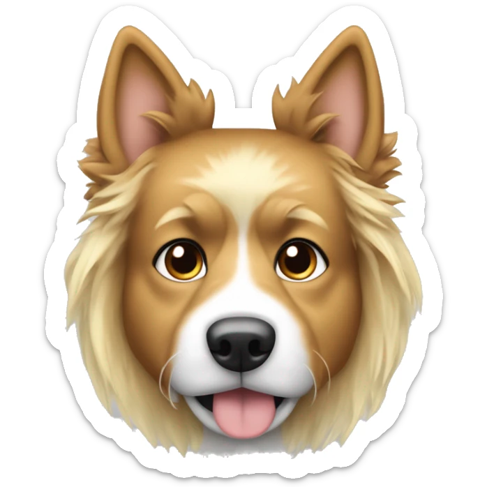 Hund braun mittel langes Haar bisschen blond und weiß im Fell schlappohren  sticker