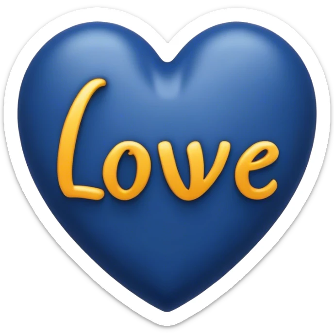 Dark Blue heart with the words Love You Ry in the middle  sticker