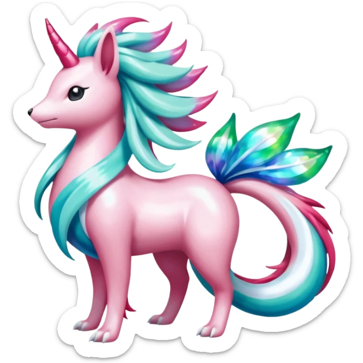  Magical shiny glittery Shaymin-Suicune-Milotic-Amaura-Pokémon-Fakémon-fusion, full body sticker