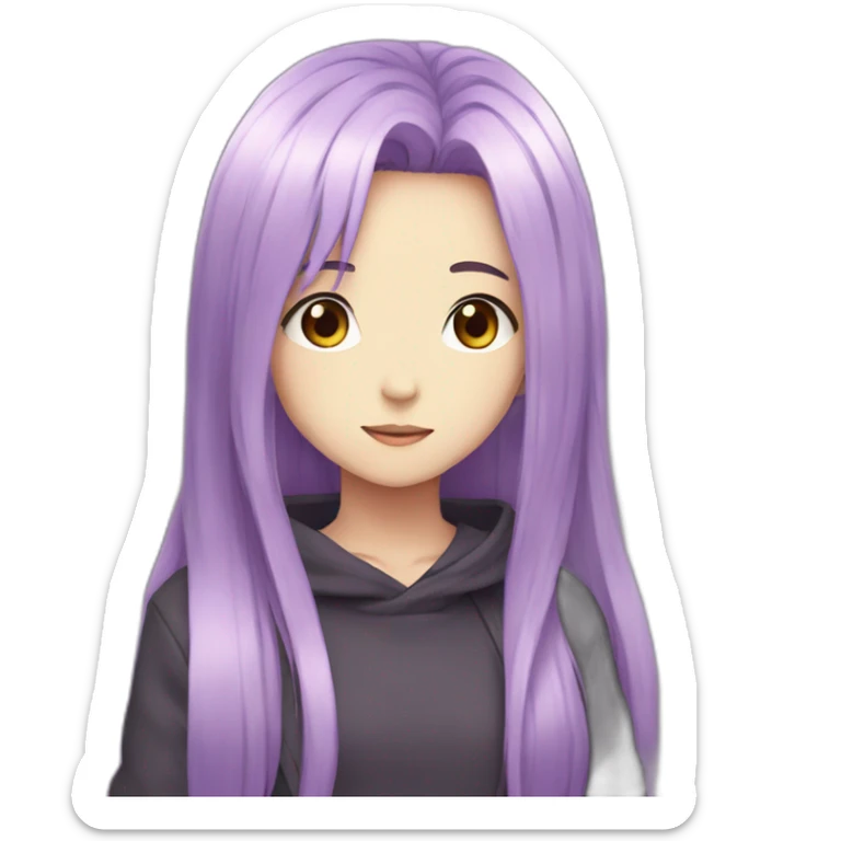 anime girl 12 years old with long purple hair sticker