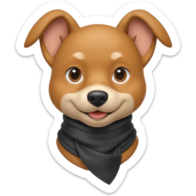 thief dog portrait, head and shoulders only, playful sneaky look, burglar scarf collar, mischievous smile, 3D cartoon, mobile game icon style, clean background, no text, no watermark
 sticker