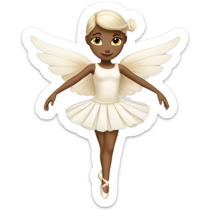White ballerina cream dress with wings and cream ballerina shoes sticker
