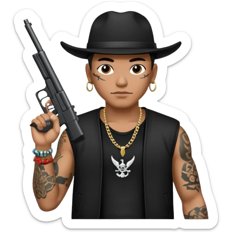 Norteño street gang repping gang signs and guns sticker