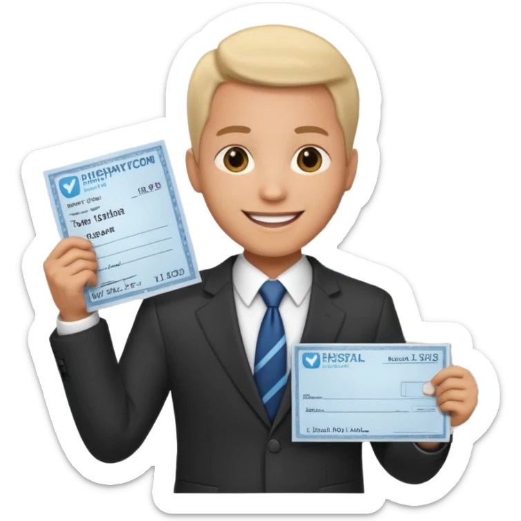 Happy CEO investing money to a hospital sticker