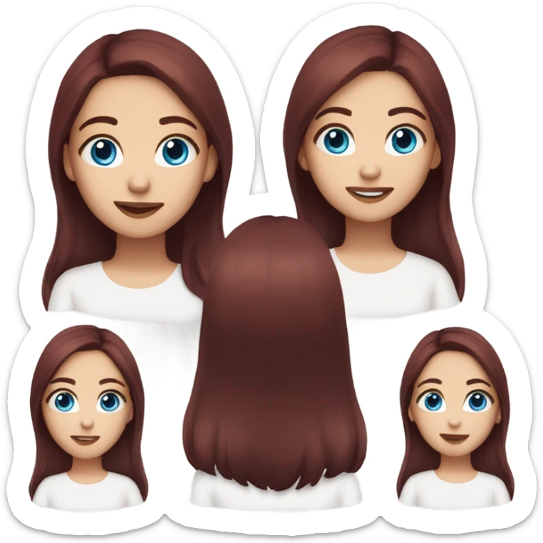 Beautiful girl, dark red hair, straight hair，long hair, blue eyes sticker