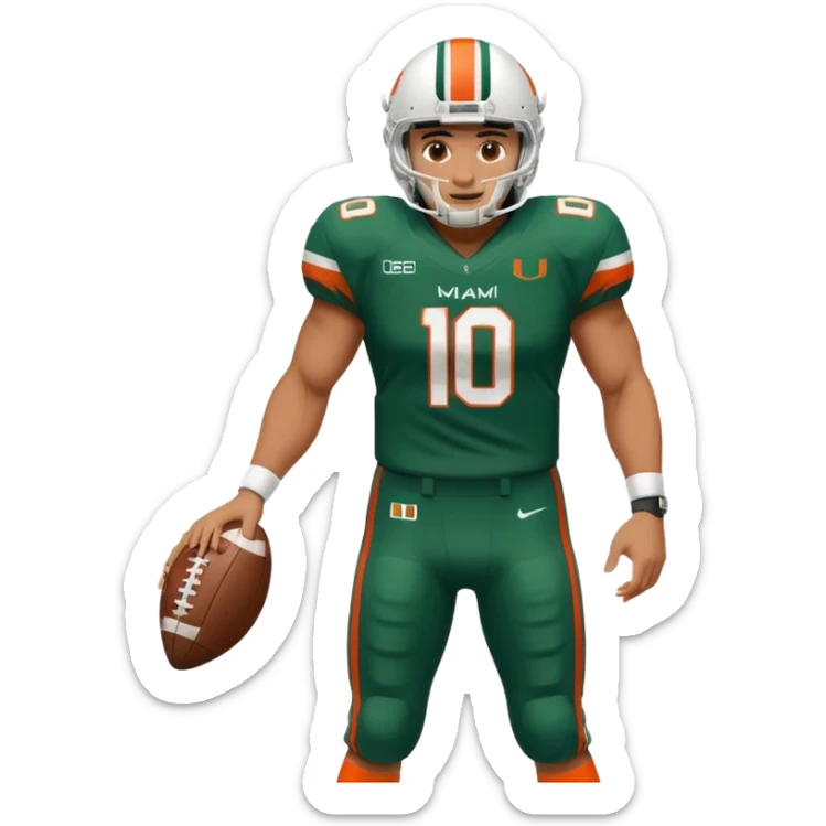 football player for the university of miami wearing number 10 sticker