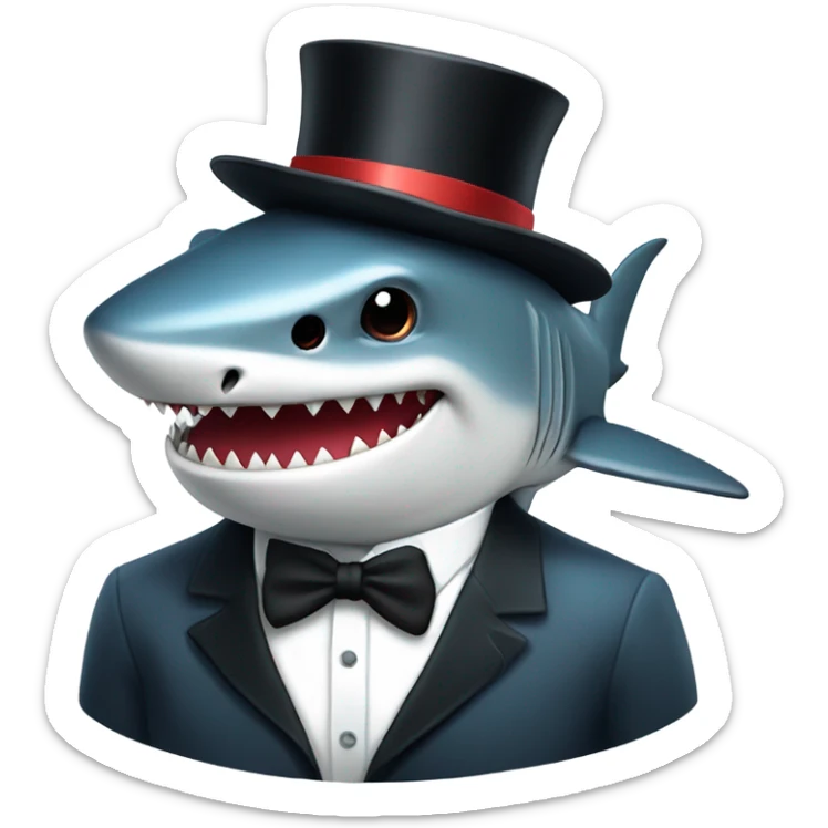 Shark with a top hat sticker