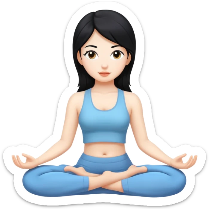 Yoga girl white skin black hair sticker