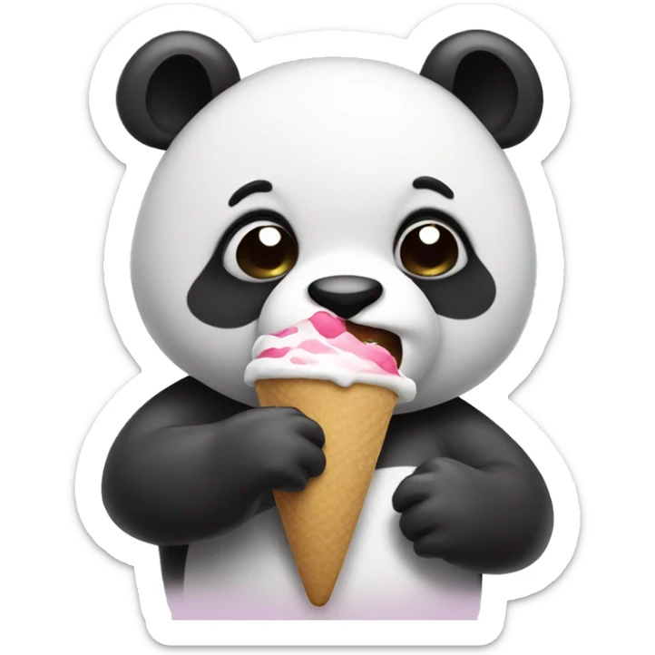 Panda eating ice cream sticker