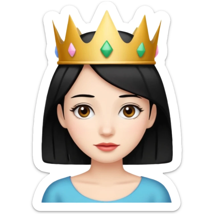 Perempuan, berambut hitam dan menggunakan mahkota ulang tahun sticker