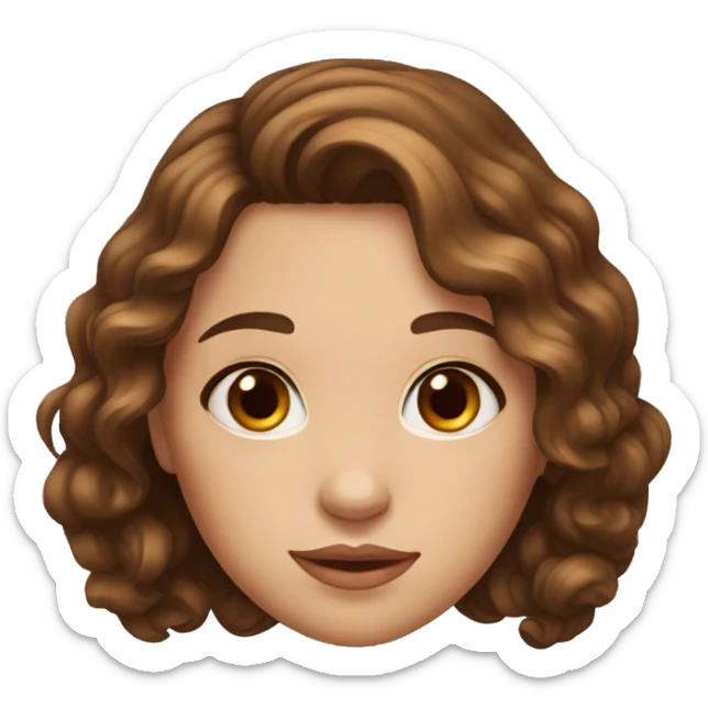 a young girl with curled brown hair and brown yeyes sticker