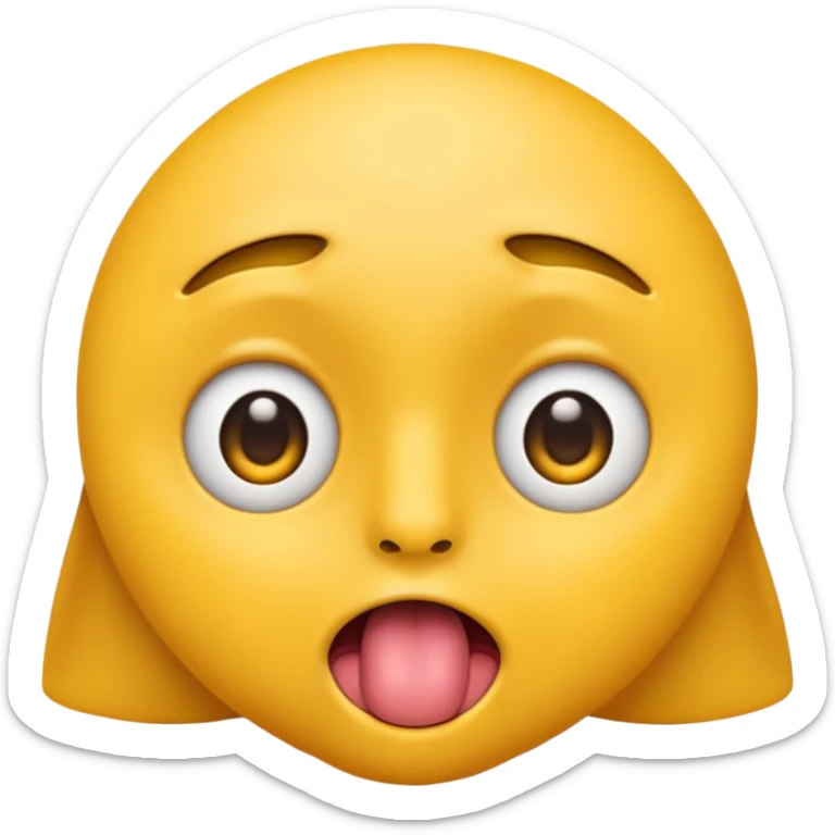 ios face emoji with both pupils at the center of the eye as if looking at the nose with tounge out sticker