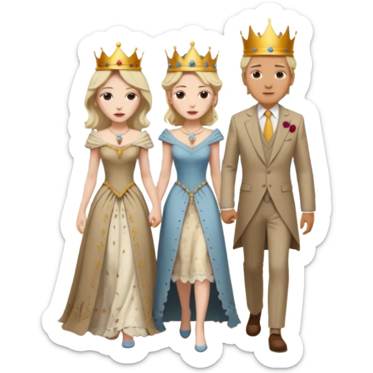 Egy kiralynot aki egy csonyoru ruhaba van es a tengerparton setal a kirallyal sticker