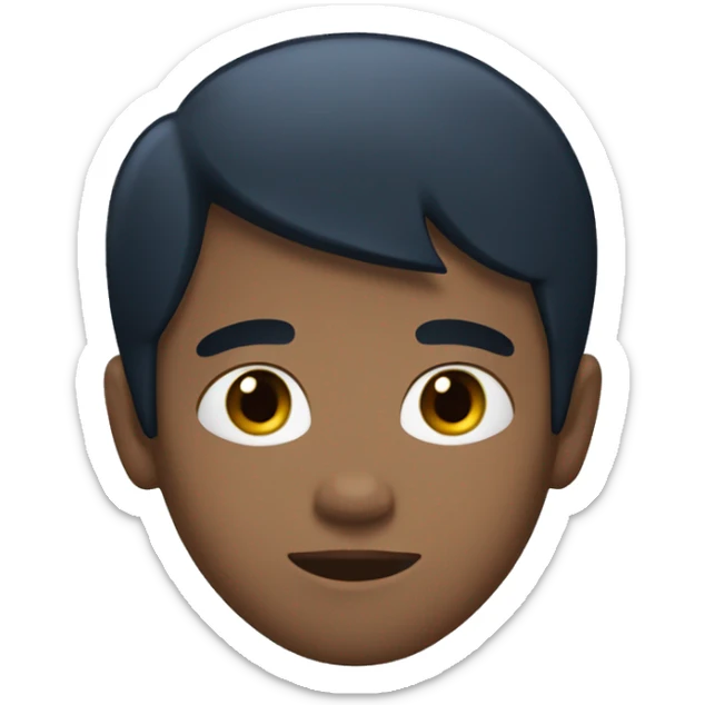 A boy with short black hair an a white skin and a blue t-shirt sticker