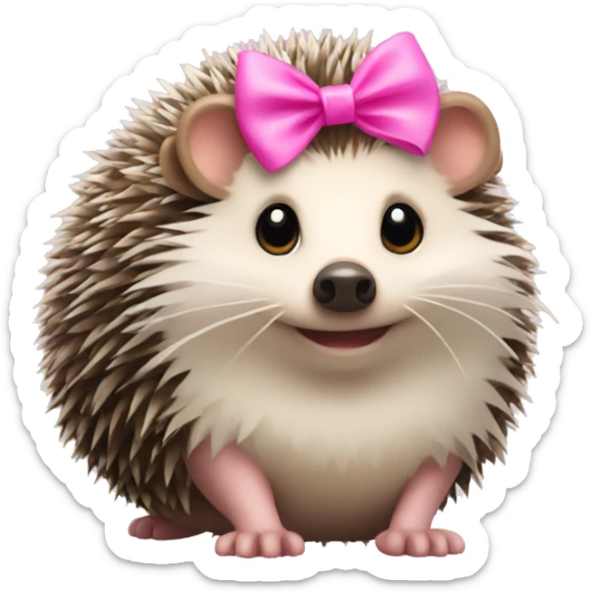 hedgehog with a pink bow sticker