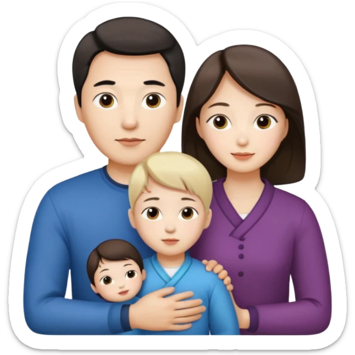 Family korean male x russian female + kid sticker