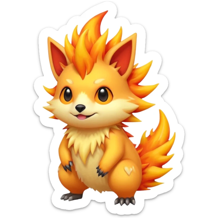 Cool cute edgy kawaii Quilava-animal-creature-hybrid full body sticker