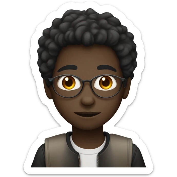 An african boy sitting in front of the hp laptop with fair skin color and a decent hairstyle  sticker