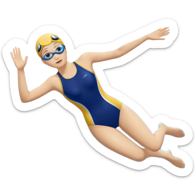 person swimming laps in pool zoomed out showing lap swiming back stroke, no more zoomed out full body but par under water I want to see the water more blue  sticker
