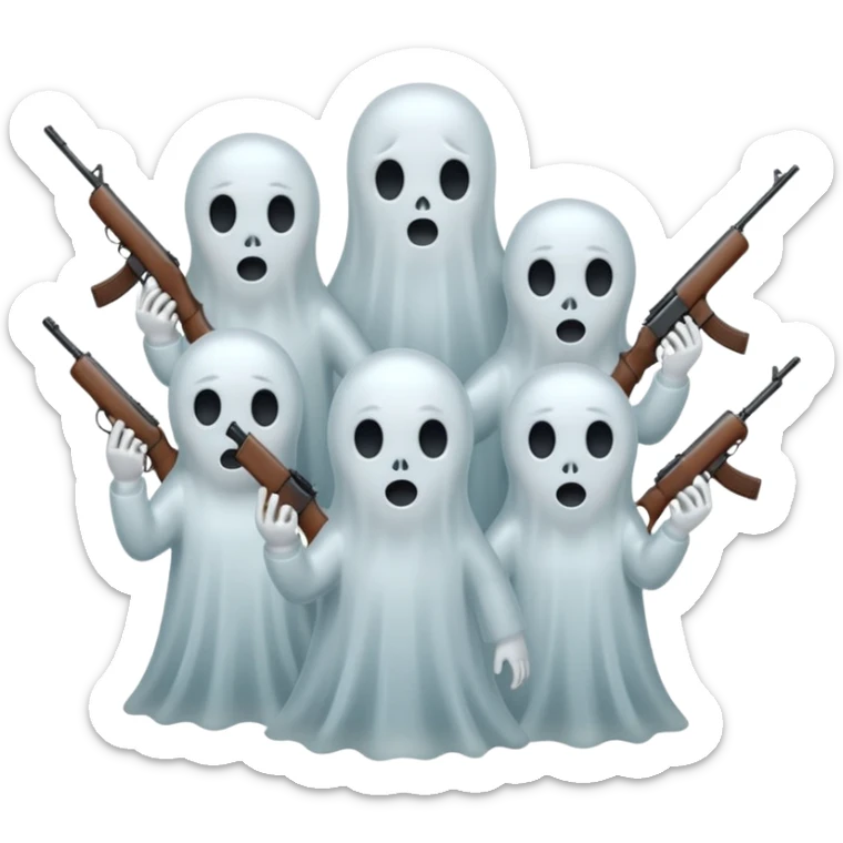 Fantasmas con un fusil y haciendo está señas con la mano 🤙 sticker