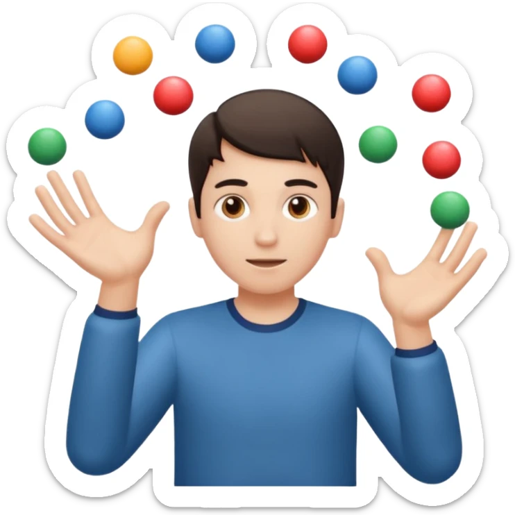 person mimicking juggling with hands in front of them but without the balls sticker