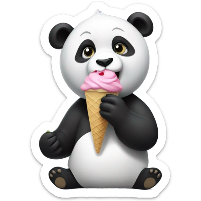 Panda eating ice cream sticker