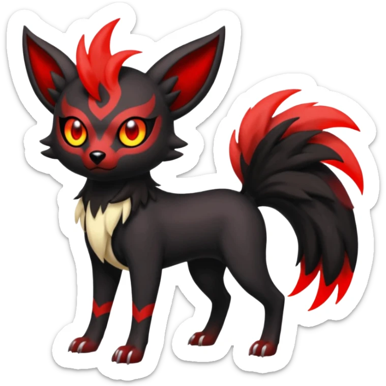 Darkrai-Zorua-Houndoom-Meloetta-Fakémon-creature-hybrid-fusion, full body sticker