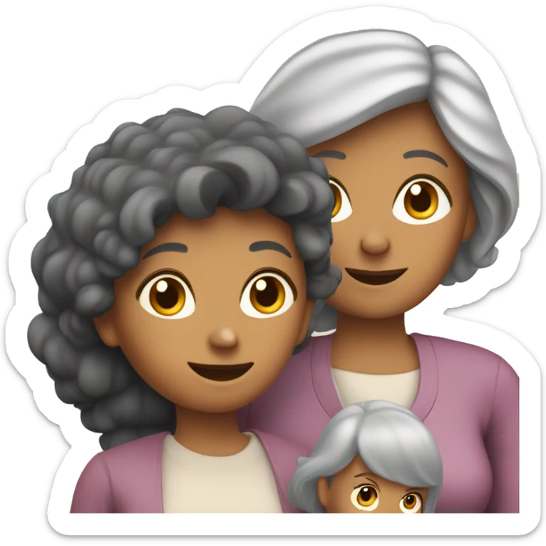 a family of a grandmother, a mother, two adult daughters and a cat sticker