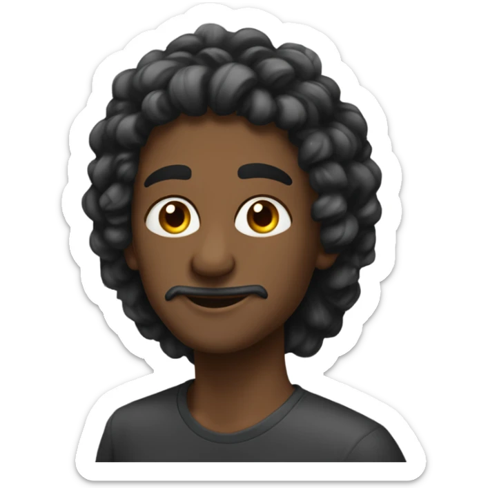 Branca, cabelo ondulado longo partido no meio, olhos pretos sticker