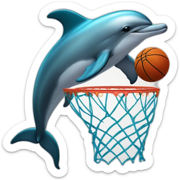 Dolphin with basketball and a label that says "Black sea Odesos" in front of the dolphin and the basketball sticker