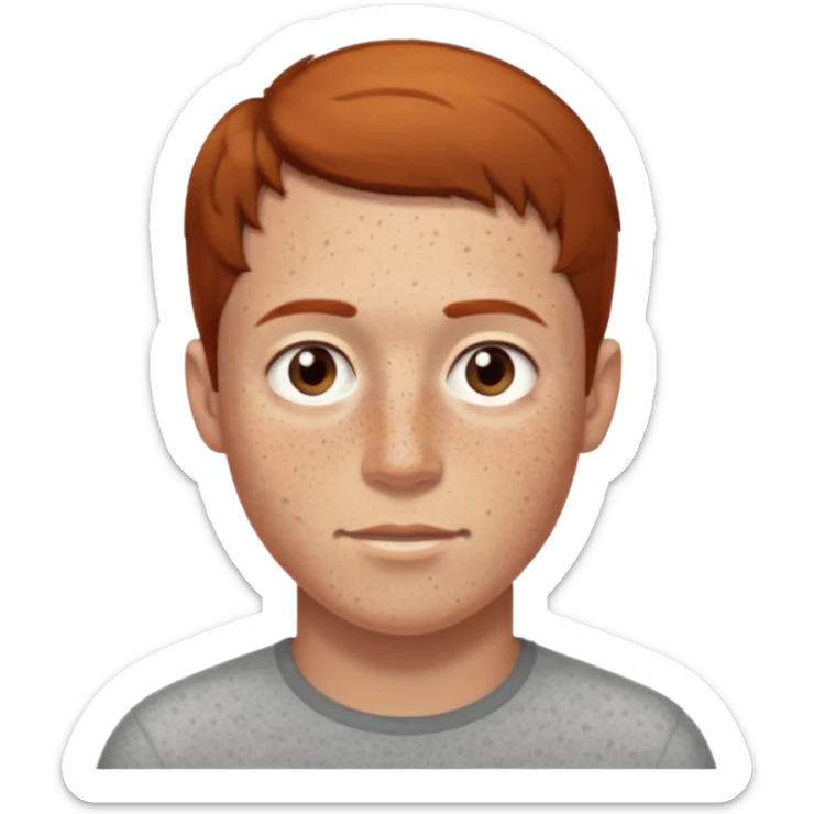 Man with freckles, light skin, short brown hair more freckles brown hair sticker