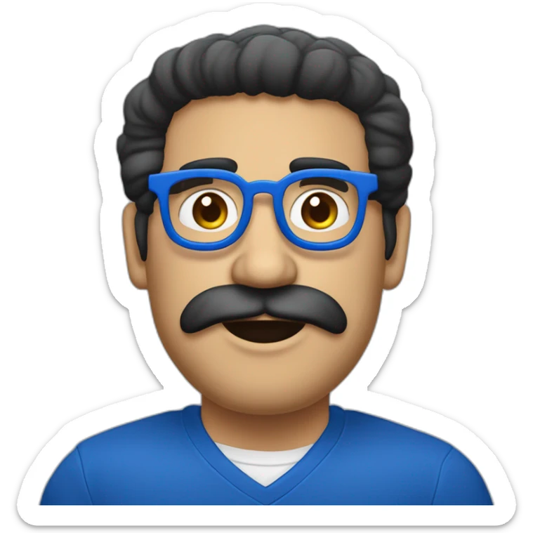 Hombre maduro, rubio canoso  con lentes azules redondos, con barba cana sticker