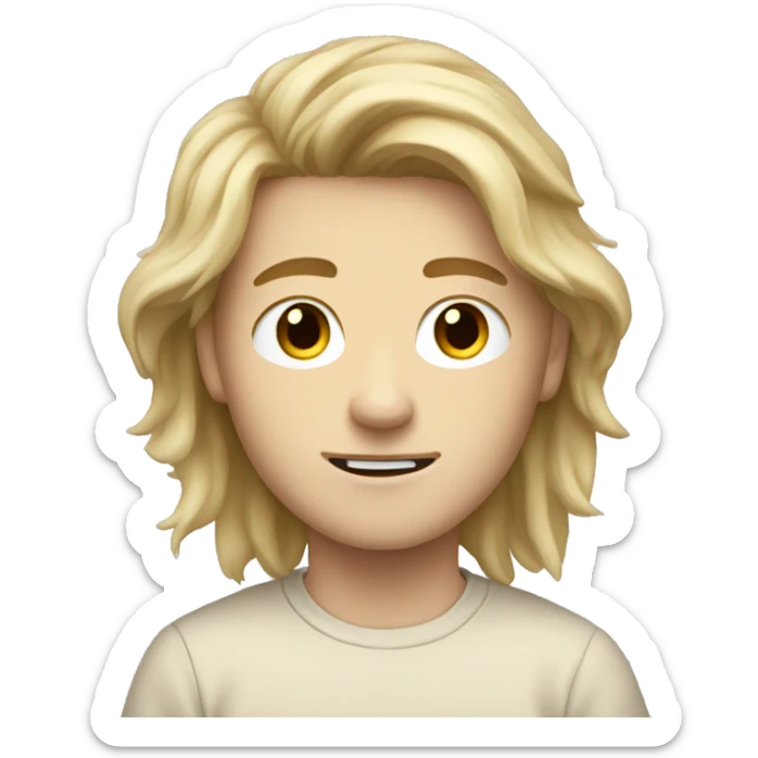 white german teen male with long messy blond hair and beige long sleeved short sticker